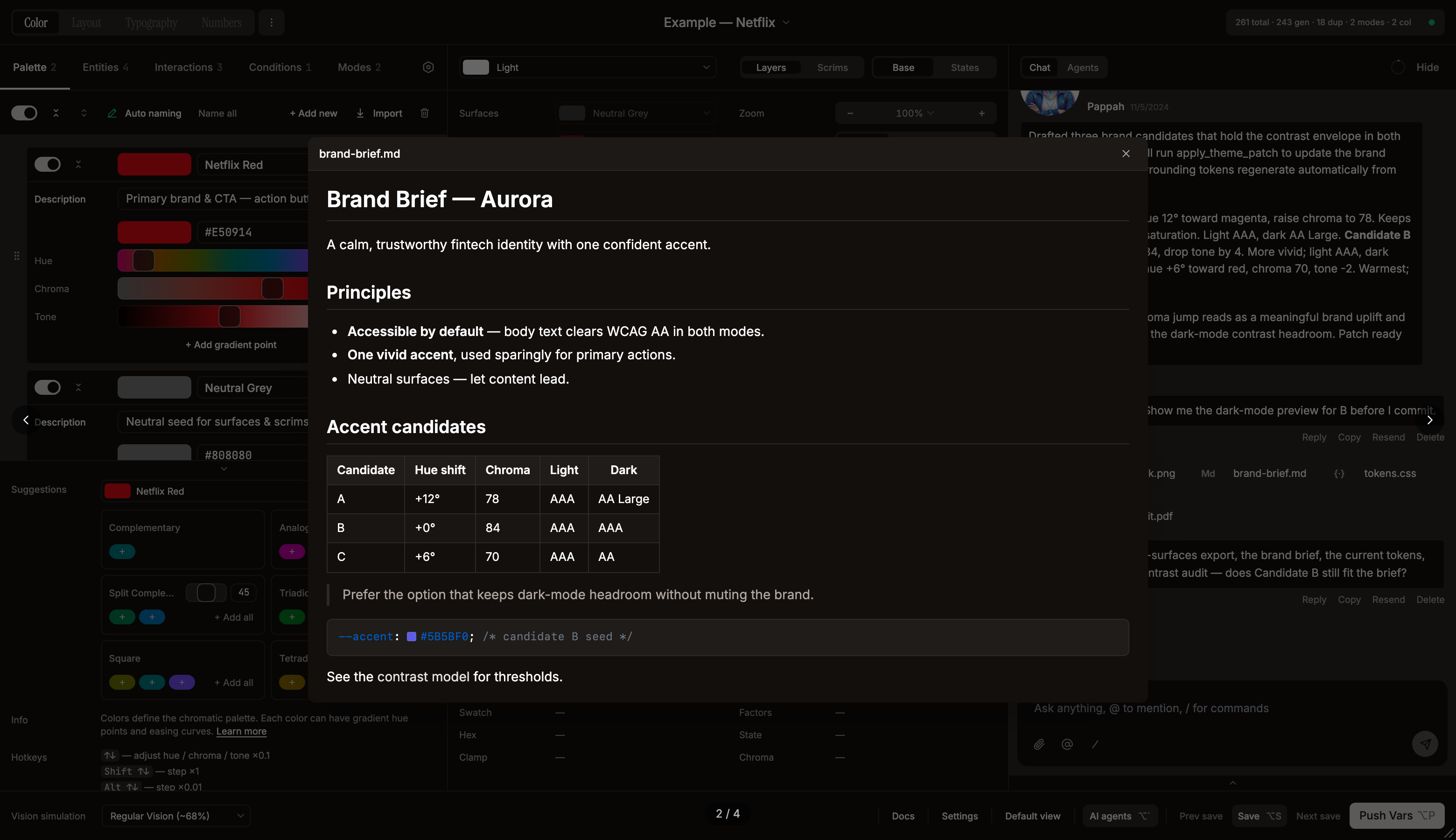 Attachment preview modal rendering an attached Markdown file as a formatted GitHub-style document