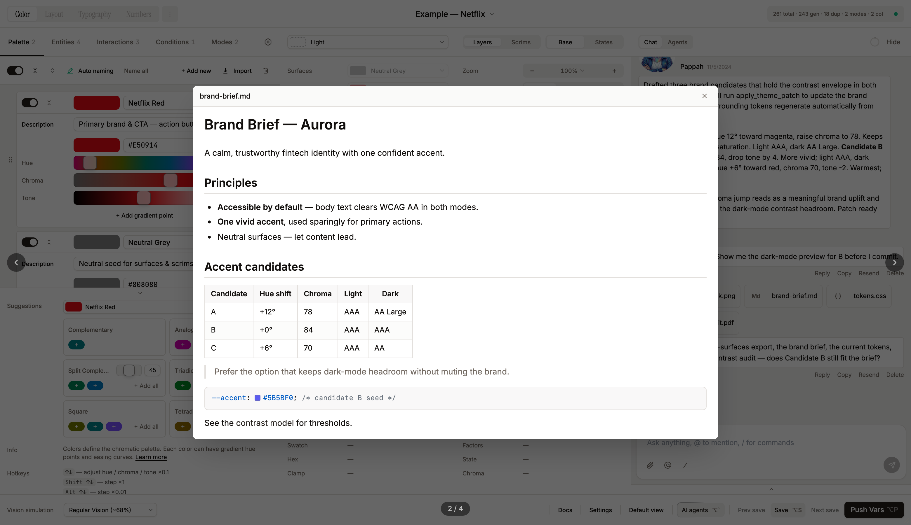 Attachment preview modal rendering an attached Markdown file as a formatted GitHub-style document