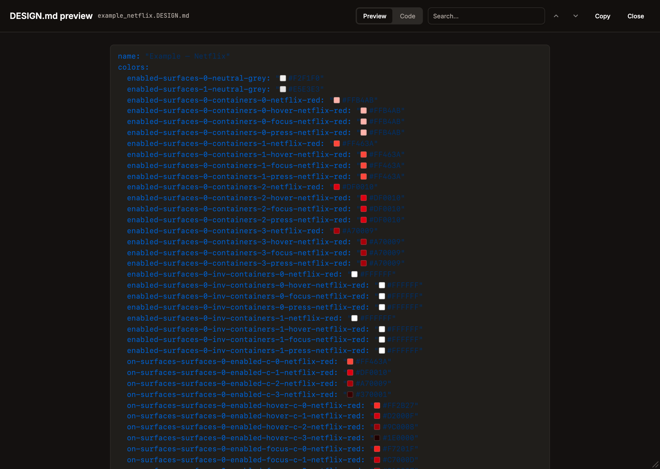 DESIGN.md export preview dialog