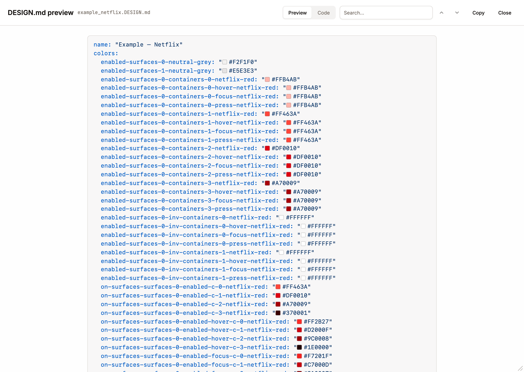 DESIGN.md export preview dialog