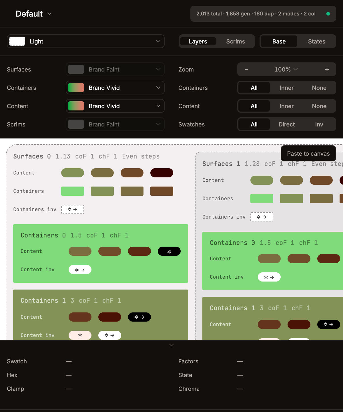 Preview panel — Base flavor with Layers view, all entity rows