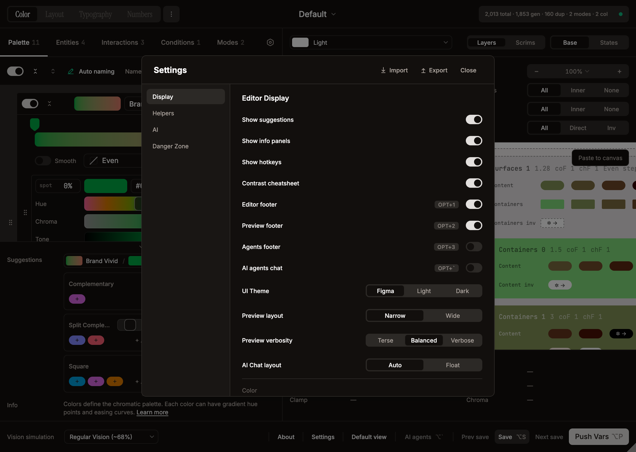 Plugin Settings dialog — Display / AI / agent overrides / API keys tabs